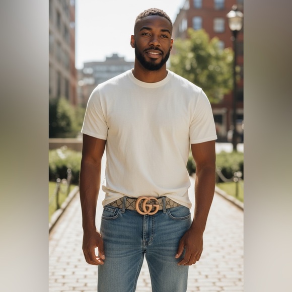 GUCCI Marmont Beige/Tan with “GG” Monogram Belt, NIB - Picture 7 of 14